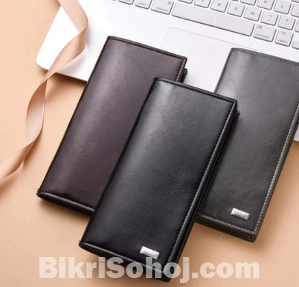 Business style large capacity mens three fold wallet man